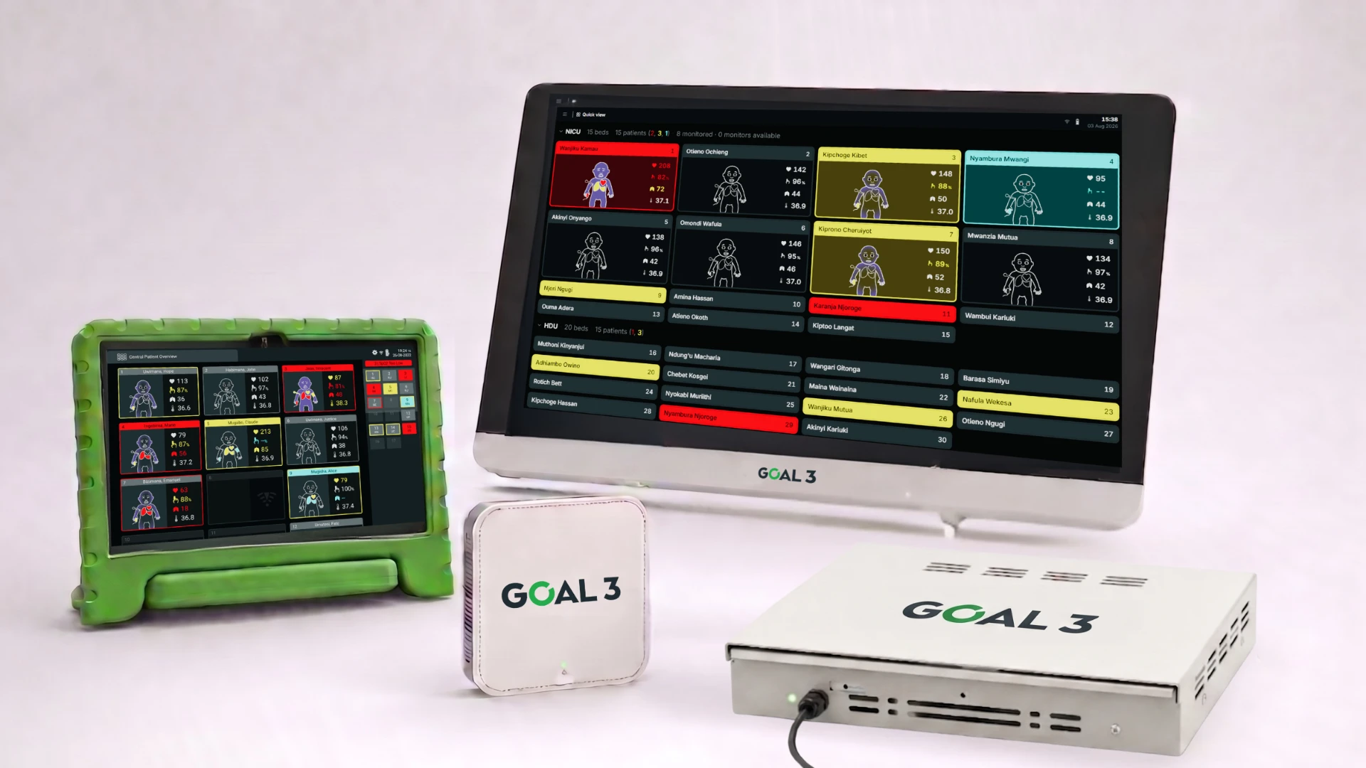 IMPALA Platform devices including monitor, central display, tablet and server hub